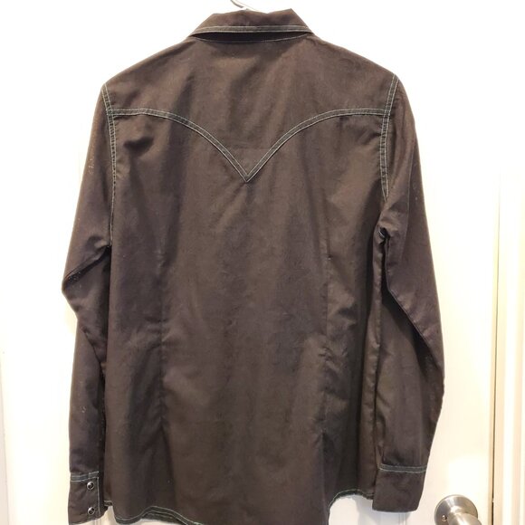 Wrangler Black Western Snap Shirt | Teal Contrast Stitching Paisley Sheer M - Picture 3 of 5